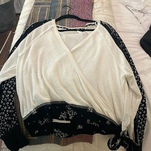 Free people black and white blouse